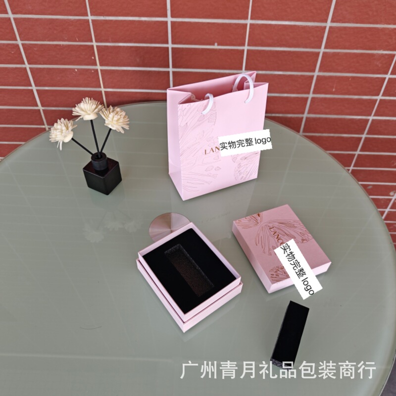 兰家粉色蝶吻翻盖口红包装盒空盒手提袋情人节礼袋|undefined