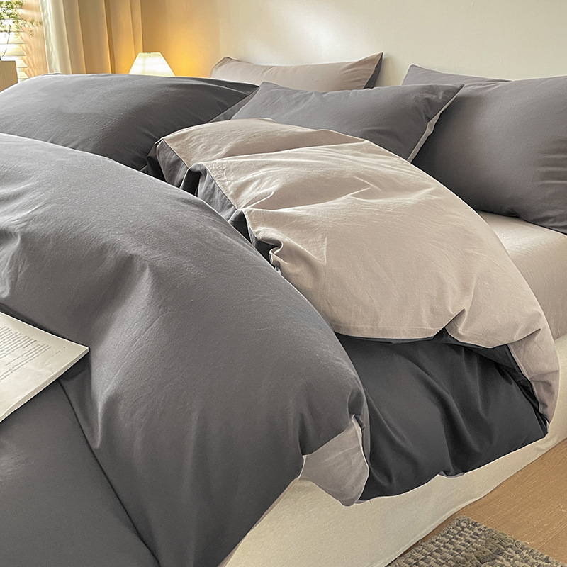 Cama de algodón de clase A de cuatro piezas de algodón 2025 nueva funda de edredón de alta gama sábana ropa de cama simple juego de tres piezas