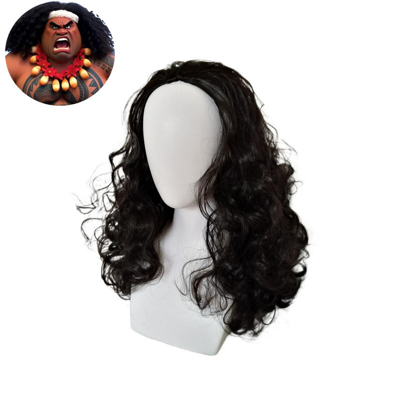 Ocean Qiyuan Moana 2 Wig MOANA 2 Maui Big Wave Curly Hair COS Wig Men's Universal