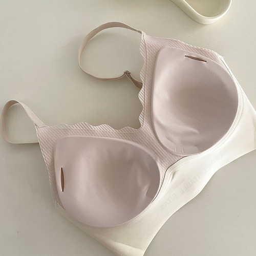 Nude contrasting color letter thread bra seamless no rims cloud cup sexy comfortable sports beautiful back bra cross-border