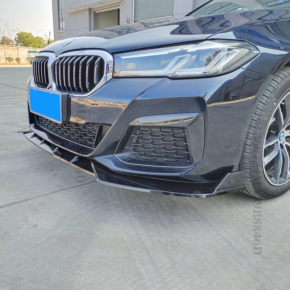 Bmw G30 Front Bumper Spoiler 5 Series Glossy Black Carbon Fiber Pattern Wind Blade Modified Front Splitter for 17-23 Models G30/G31
