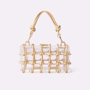 European and American Cross-border Explosions Women's Handbag Shiny Rhinestone Handmade Evening Bag Foreign Trade Handbag Acrylic Clutch Bag