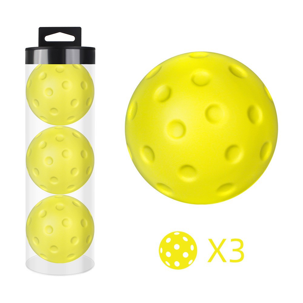 Factory Direct Sale 74mm 40-Hole Ball Silent Pickleball 3-Pack Transparent Tube Pu Foam Sponge Soft Ball Indoor Use