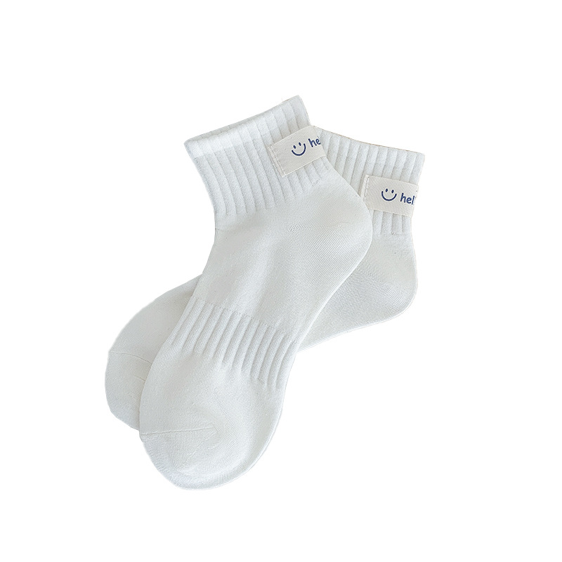 Calcetines de verano para mujer, algodón fino, bordado blanco, calcetines cortos, calcetines casuales de color sólido para la piel, calcetines Zhuji al por mayor
