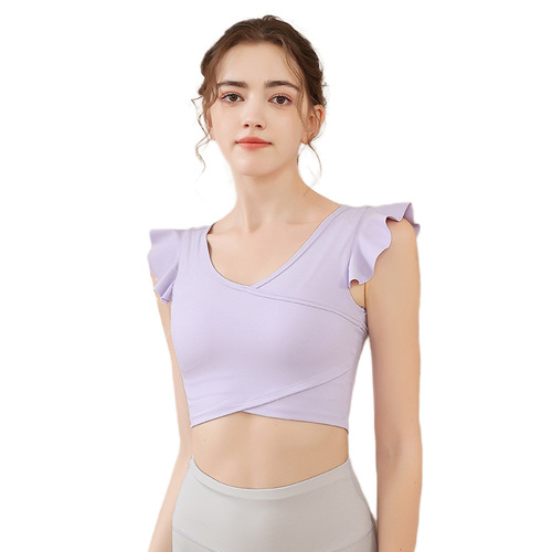 Yoga clothing for women in summer, high-end, fairy-like fitness vest, Pilates professional short-sleeved tight sports top