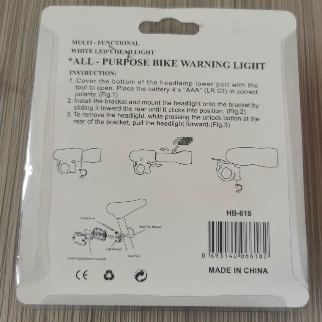 Luz de la bicicleta Montaña linterna flash luz advertencia 5led traje luz trasera