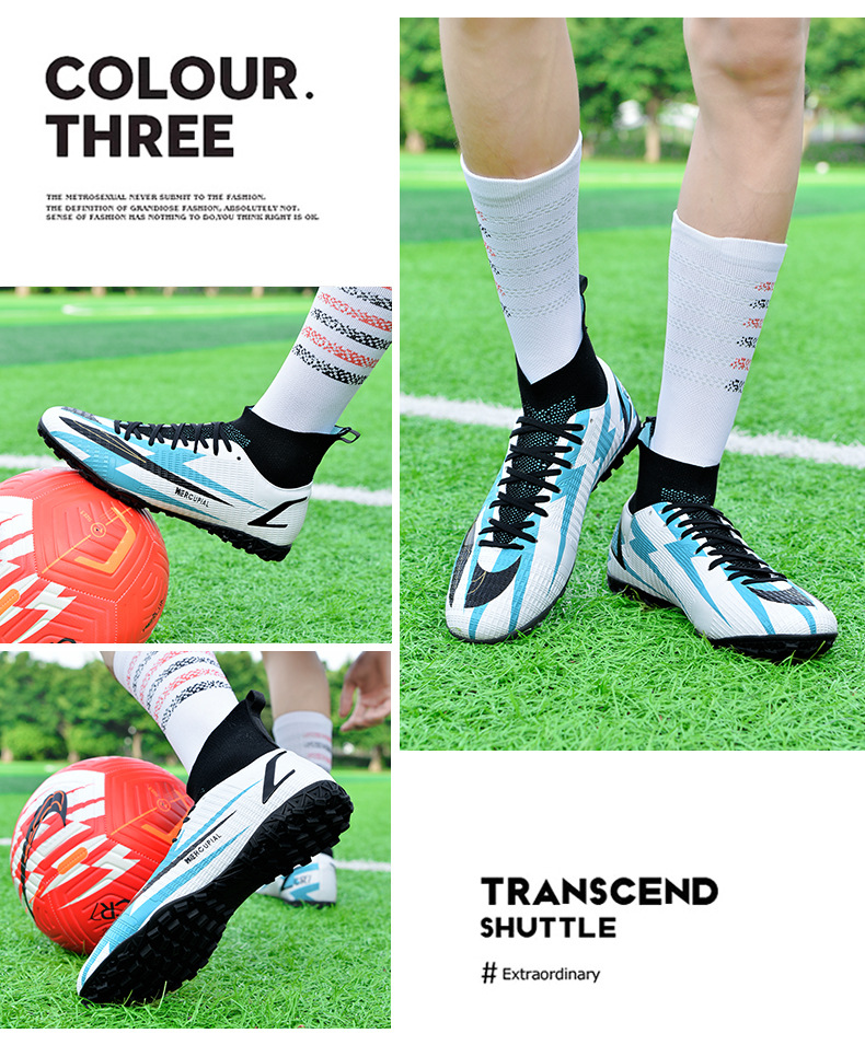 High-Top-Fußballschuhe, fliegende gewebte Socken, Überschuhe, Jungen Mädchen, gebrochener TF-Kunstrasen, AG-Nägel, Wettkampf und_voghion.com