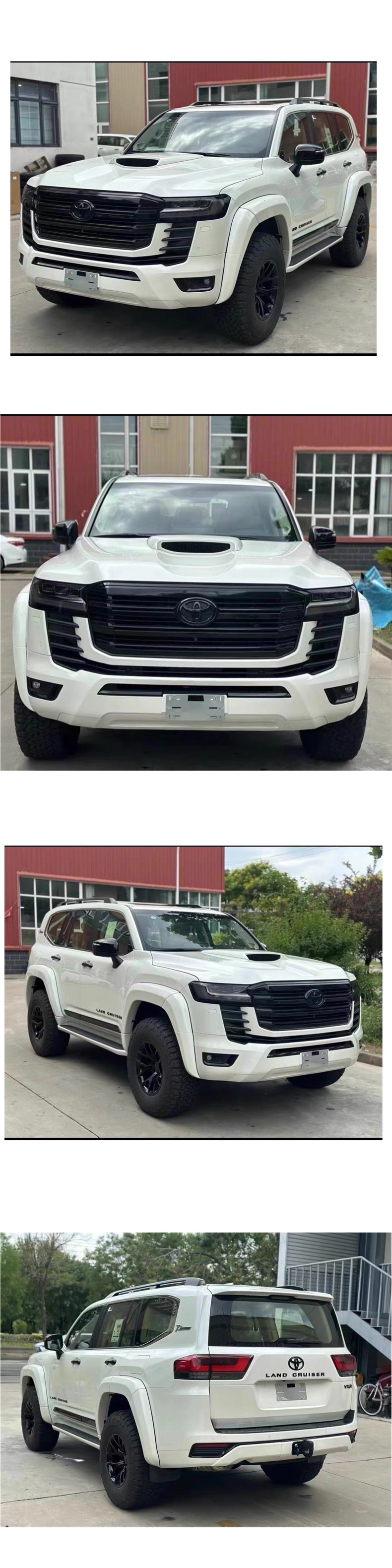 Land Cruiser LC300 modified with Black Diamond wide-body wheel arches, mid-wing spoiler, LC300 front bumper, wide-body grille