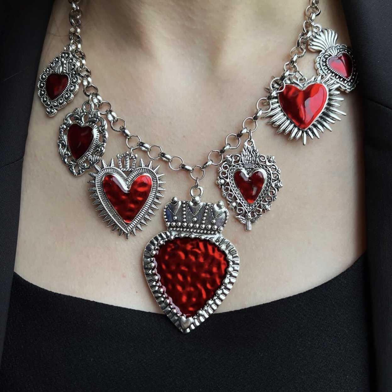 Alloy Chain Material Slider Chain Chain Type 1 Piece Quantity Streetwear Heart Shape Alloy Copper Wholesale Pendant Necklace