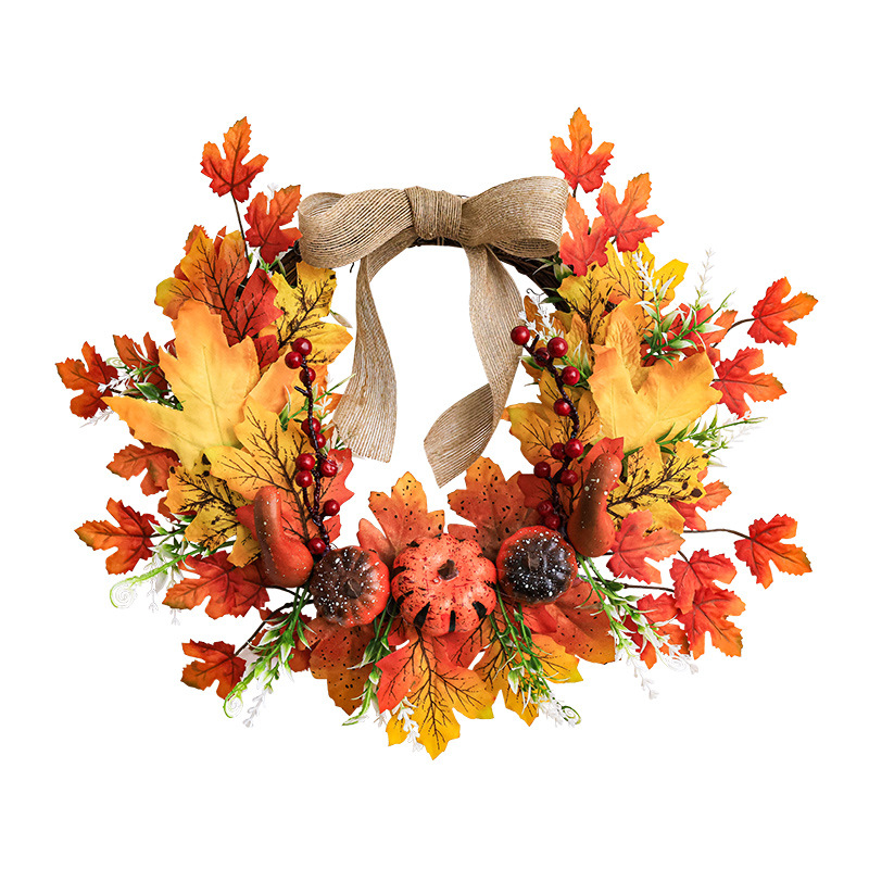 Guarilla de Halloween Cosecha de otoño Guarilla de calabazas Decoración de bayas de arce Decoración de patio Decoración de Acción de Gracias