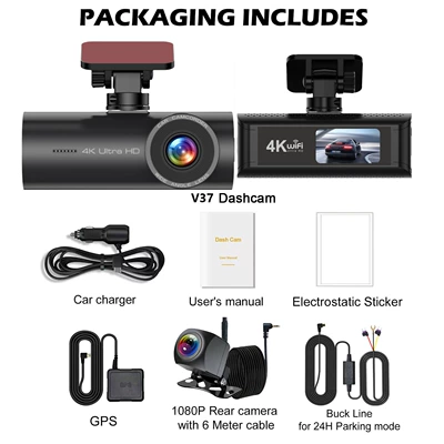 Cross-Border 4K Driving Recorder Front: Driving recorder - front-and-rear-of-the-car-wifigpsstep-down-line