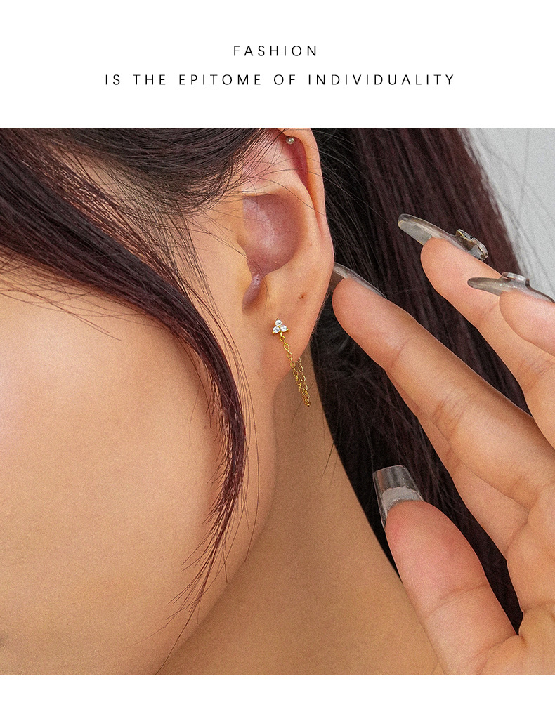 All Seasons Season Women'S Gender 1 Piece 925 Sterling Silver Zircon Flower Ear Studs