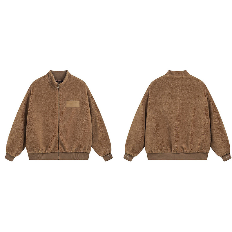 外贸跨境驴家毛巾刺绣logo满印提花棉服工装夹克外套棒球服男女款|undefined