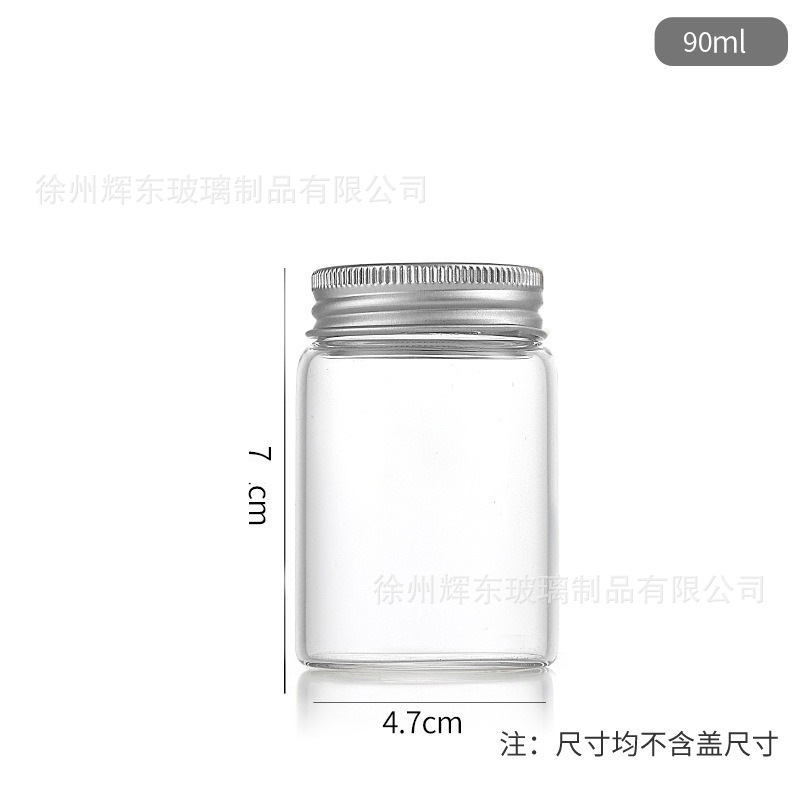 alto diámetro de botella de reactivo de borosilicato de 47 mm botella de tubo de aluminio de plata tapa de tornillo botella de deseo transparente botella de bordado tapa flotante botella
