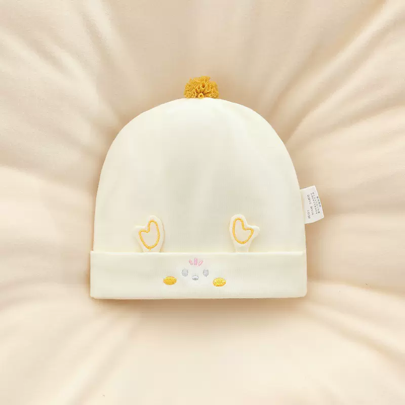 婴儿0-3个月新生A类帽子春秋款棉男女宝宝双层胎帽囟门帽