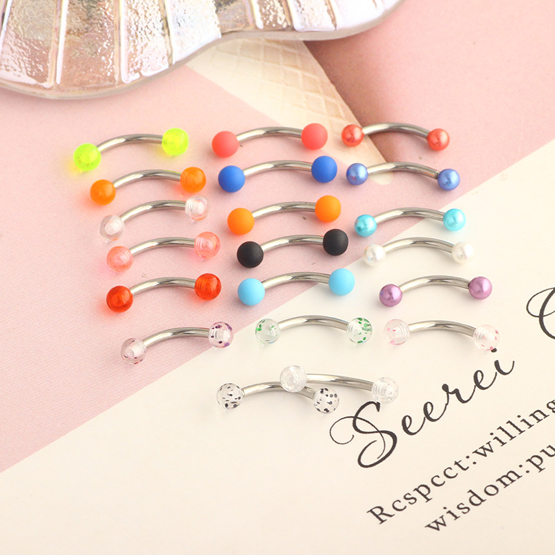 16G Stainless Steel Micro-Inlaid Zircon Eyebrow Ring Screw Ball Fashion Earrings Set of 10 detail image 5