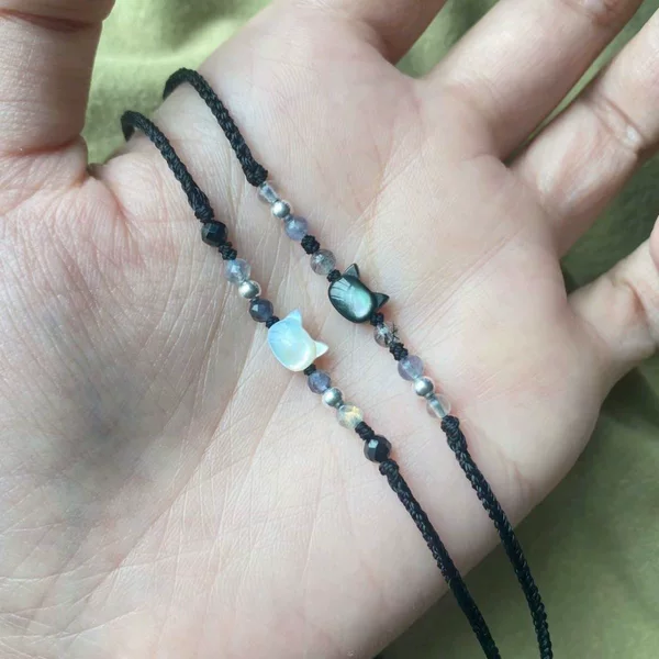 Little Red Book Explosions Black Cat White Cat Shell Bracelet Exquisite Niche Woven Couple's Life Year Hand Rope Simple All-Match