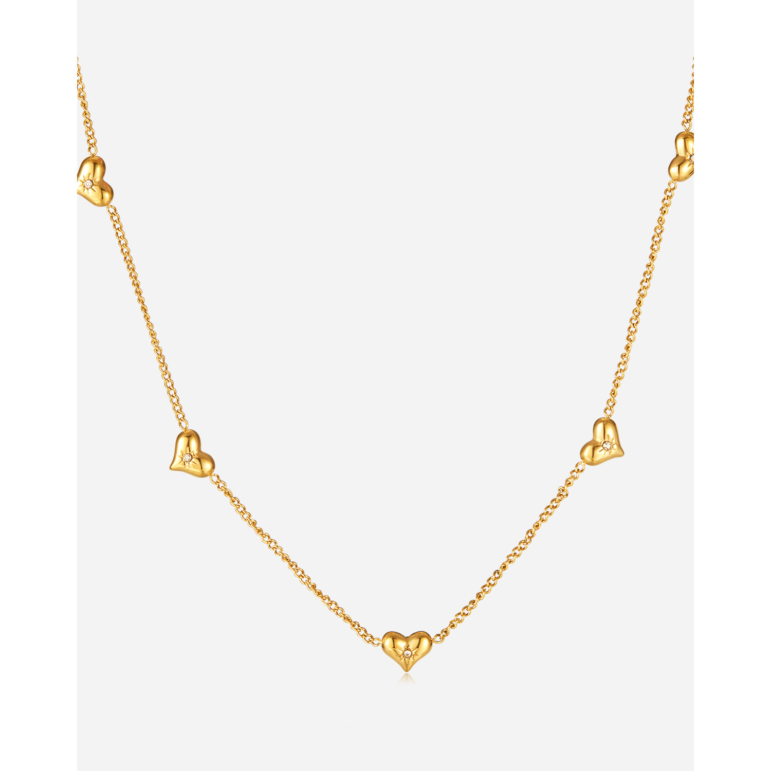 INS韓版輕奢小眾百搭設計鑲嵌鋯石愛心吊墜時尚潮流不鏽鋼項鍊女