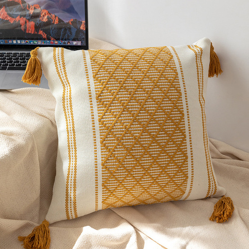 Cross-border ins Amazon Bohemian tassel cotton braided pillow case living room sofa model room pillow core