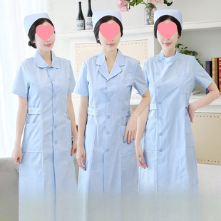 Nurse Uniform Short-Sleeved Women's Summer Doll Collar Blue Coat Suit Round Neck Uniform Two-Piece Blue Long-Sleeved Work Clothes