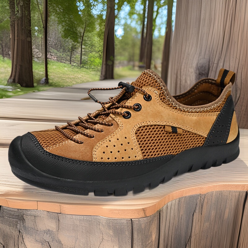 Kn's Same Outdoor Hiking Shoes for Men in Summer, Cut Out Breathable Mesh Shoes for Men, Slip-On Non-Slip Sports and Casual Shoes