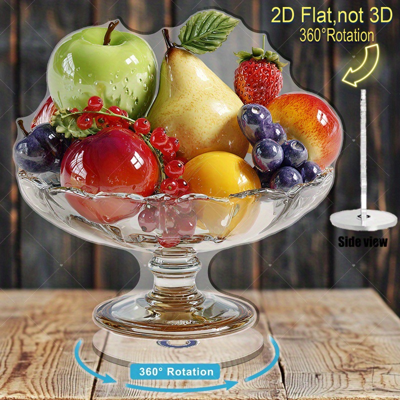 2D平面旋转亚克力水果碗桌面摆件现代家居装饰节日礼物