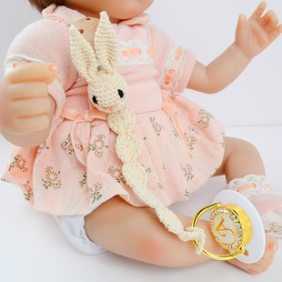 Hand-made crochet rabbit pacifier chain hand-woven cotton rope anti-drop rope