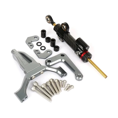2024-Handlebar Steering Stabilizer Motosiklet ləvazimatları və aksesuarları - mt09-2024-titanium-ruler-kit-titanium-color-bracket-carbon-fiber-damper