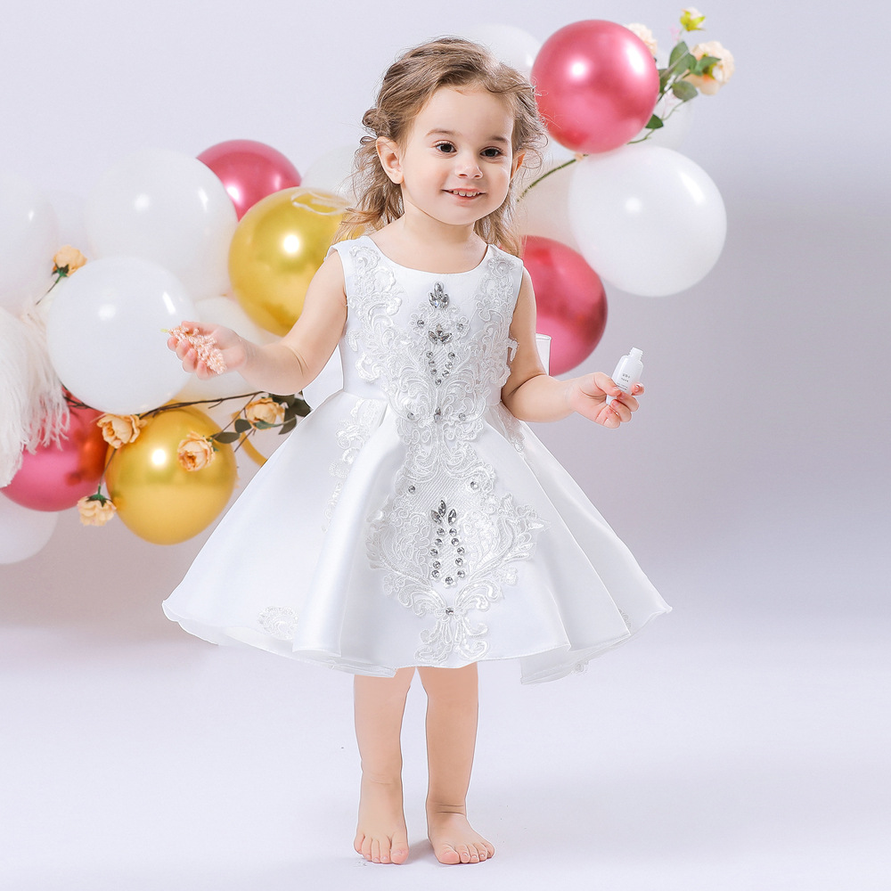 Niña vestido de boda floral, vestido de novia, vestido de princesa de un aniversario, bebé