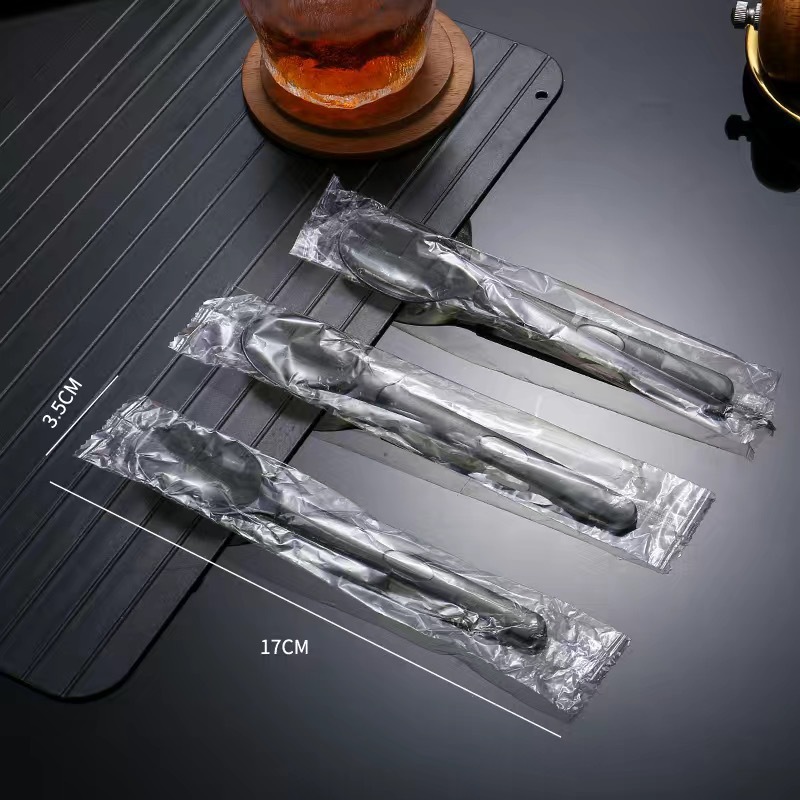 Espeso desechable cucharas negras transparentes empaque independiente horquilla americana horquilla dura cucharas de plástico dulces horquilla de comida occidental