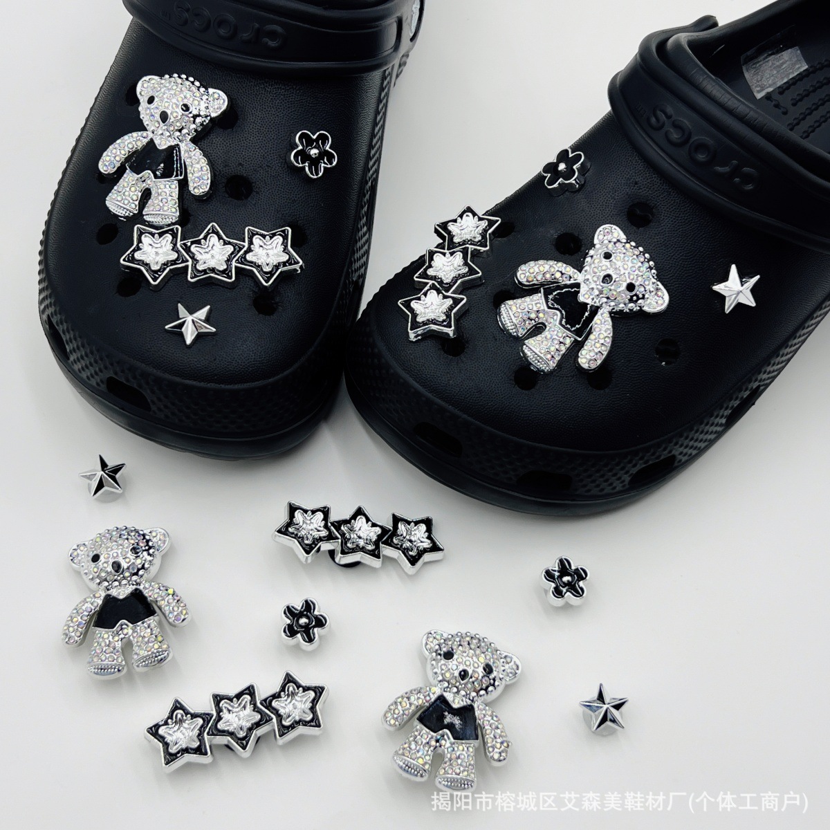 Estrellas plateadas ajuste agujero agujero perdido zapatos decorativos accesorios DIY extraíbles accesorios de flores hebillas de zapatos accesorios tridimensionales