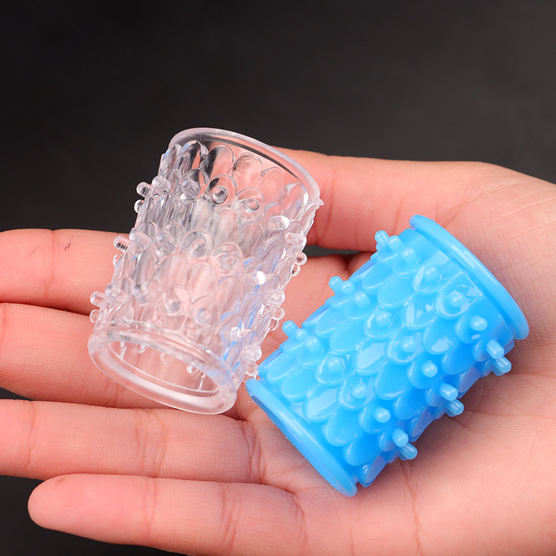 TPE Dragon-Scale Textured Locking Ring, Slip-on Delay Ring, Transparent — detail image 5