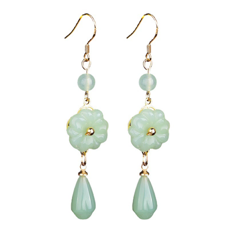 Retro earrings, accessory, cheongsam, Hanfu, 925 sample silver, silver 925 sample