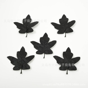 Popular Foreign Trade High-Quality Black Maple Leaf Silk Screen DIY Hairpin Christmas Wreath Bouquet Accessory Materials