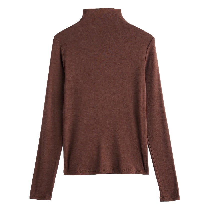 Modal cotton slim-fit half-turtleneck mid-collar long-sleeved bottoming shirt Women's inner wear spring, autumn and winter tight solid color top T-shirt