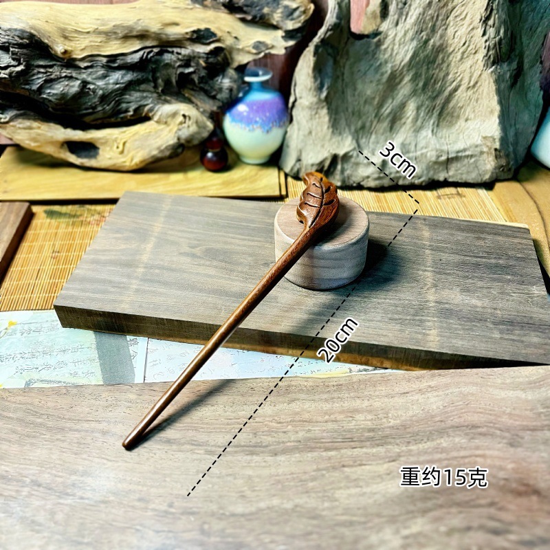 新中式金丝檀发簪木制品雕刻簪子汉服头饰古风挽发木簪高级盘发钗|undefined
