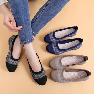 Cross-border New Old Beijing Cloth Shoes Women's Shallow Mouth Breathable Shoes Soft Sole Slip-on Women's Shoes Middle-aged and Elderly Casual Shoes