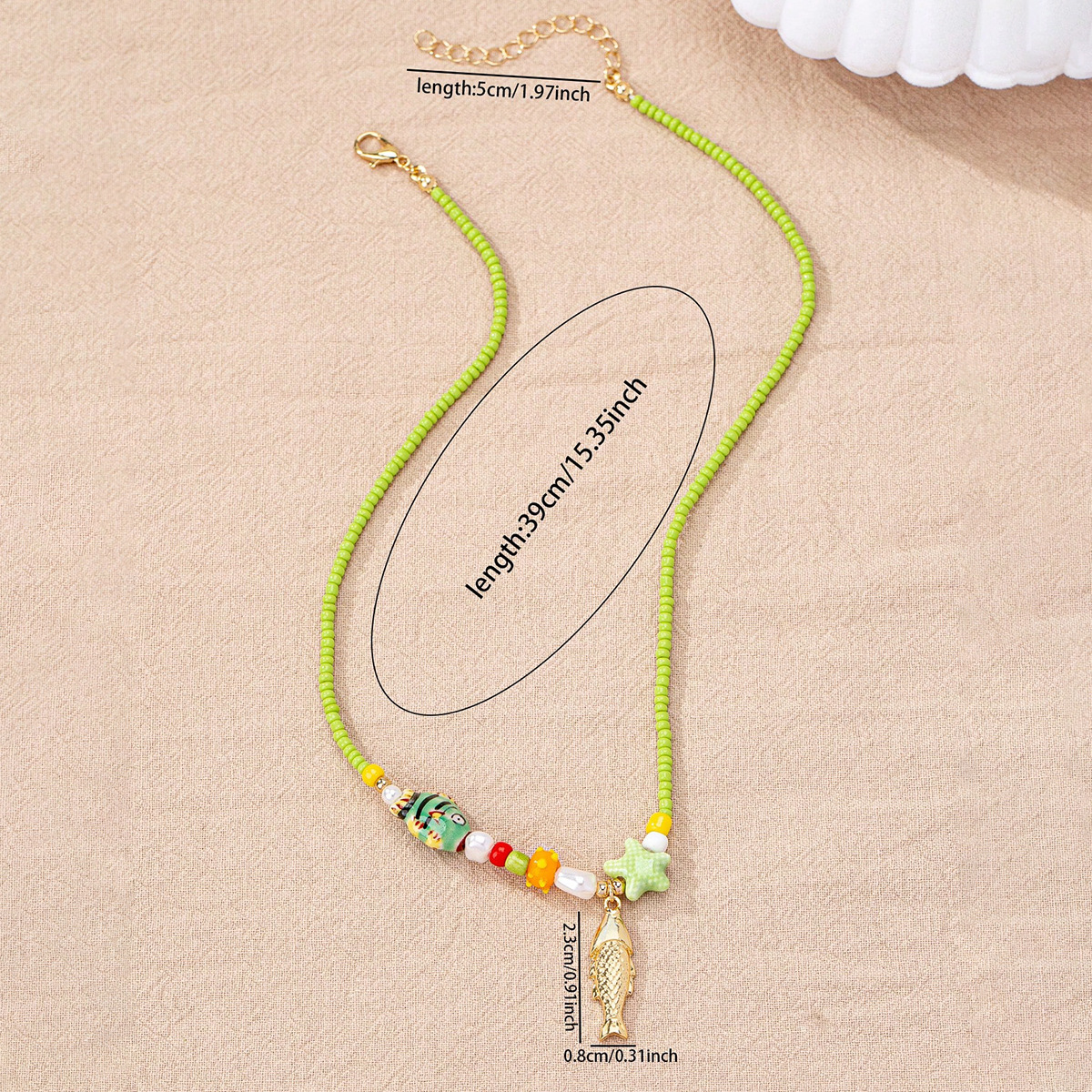 15g Weight Lobster Trigger Clasp Closure Clasp Closure Type Alloy, Glass Pendant Material Pendant Necklace Classification Cute Marine Style Fish Alloy Glass Beaded Chain Lobster Trigger Clasp Closure Beaded Necklaces Wholesale