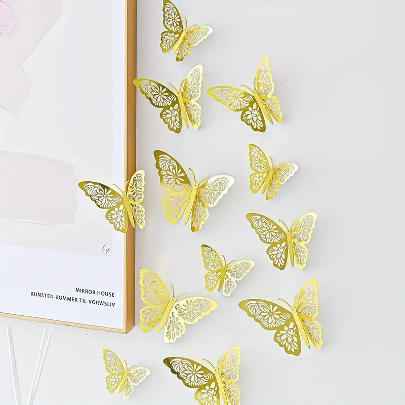 Amazon 3D Hollow Butterfly Wall Stickers Wallpaper Wedding Home Decoration Creative Stickers Living Room Bedroom