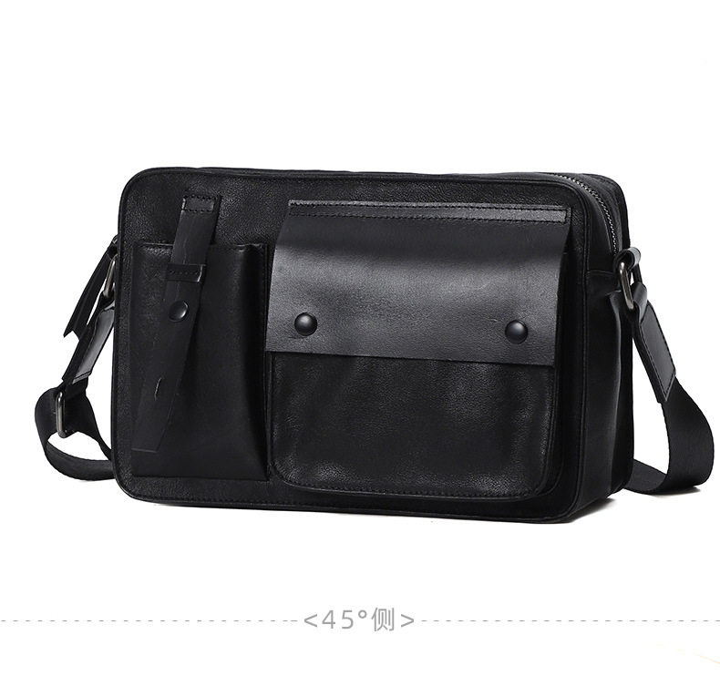 Túi đeo chéo nam da bò lớp đầu sức chứa lớn 27×9×18 cm — Màu đen chi tiết 12