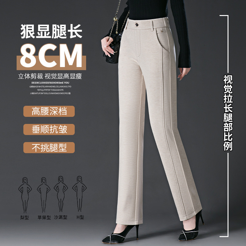 Authentic Middle-Aged Mother's Clothing Thickeneded Cashmere Small Straight Pants for Women 2025 Autumn and Winter High-End Slim Woolen Casual Pants