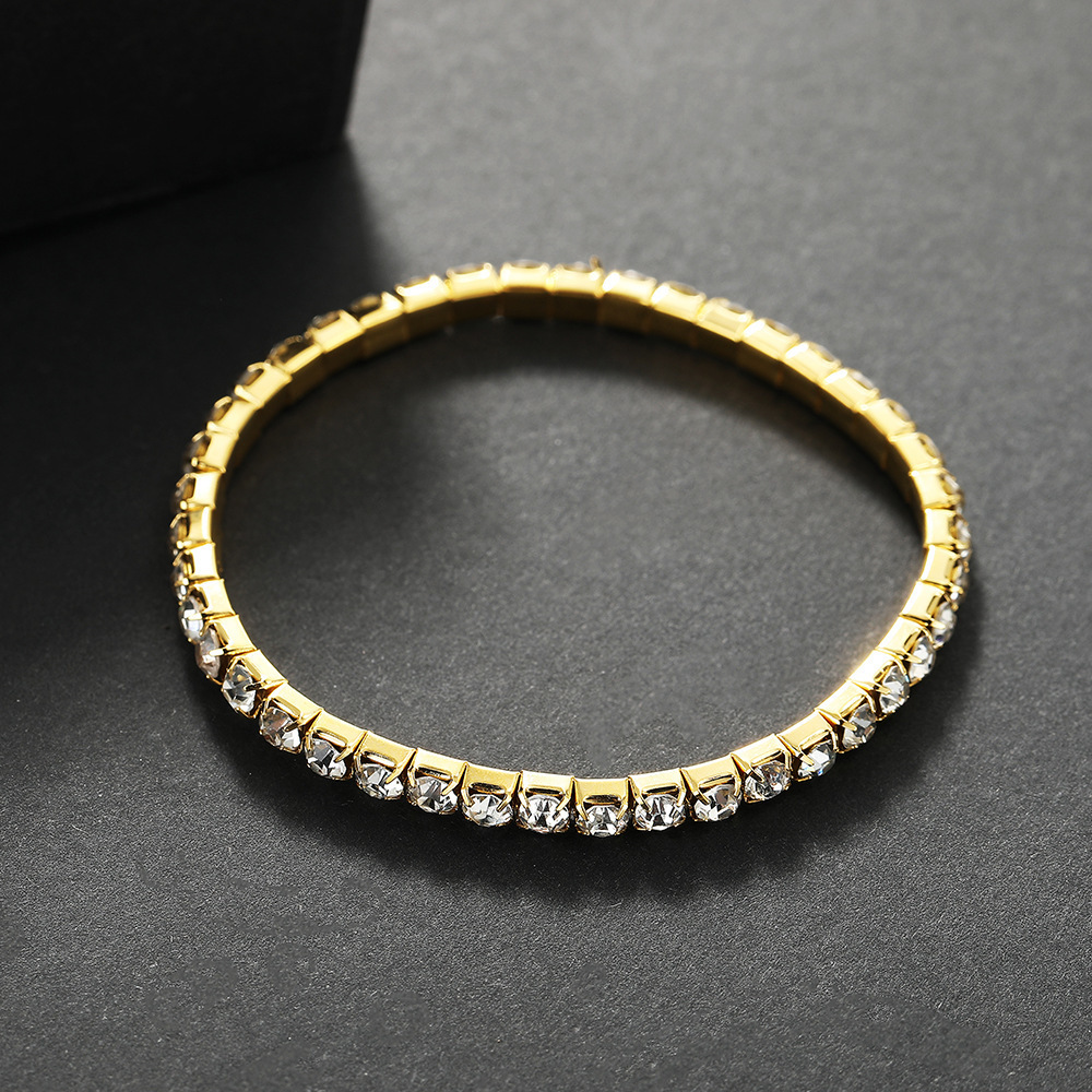 4MM row of electroplated gold white diamonds
