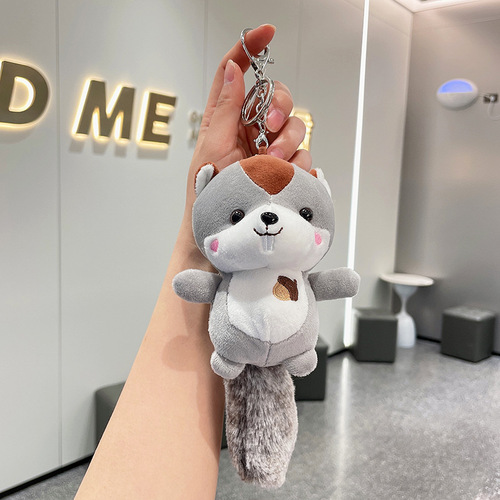 Cartoon squirrel plush pendant wedding doll doll wholesale street stall doll bag keychain plush toy