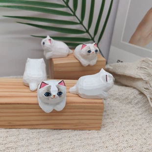 Деревянная фигурка кошки с росписью ручная резьба