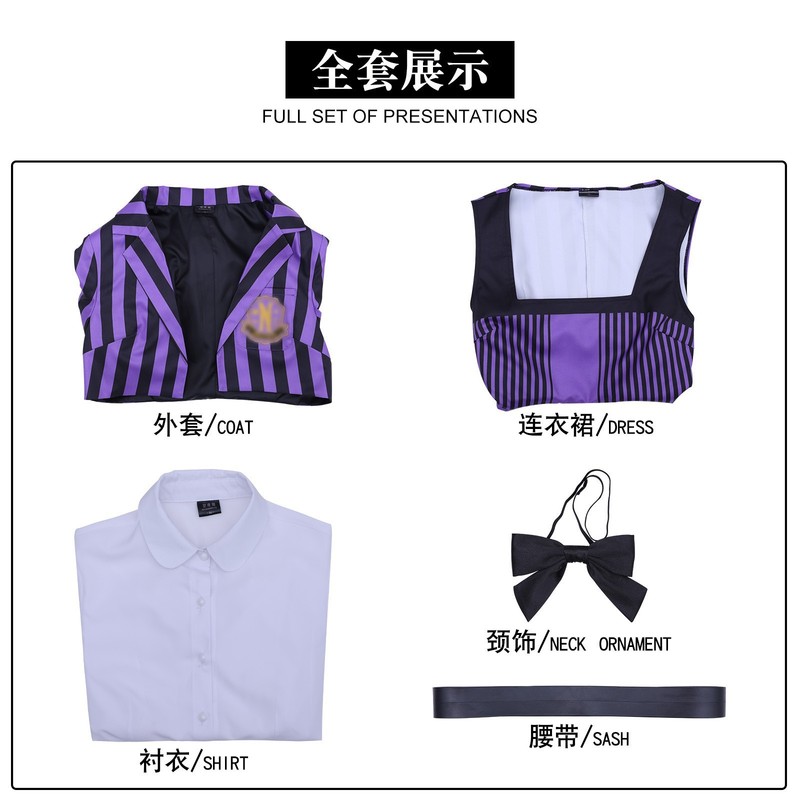 跨境万圣节星期三妈妈蒂丝黑色礼服cosplay服装二次元表演亚当斯|undefined