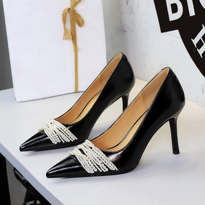 2627-9 European and American style banquet high-heeled shoes, women's pearl versatile main wedding dress and weddin