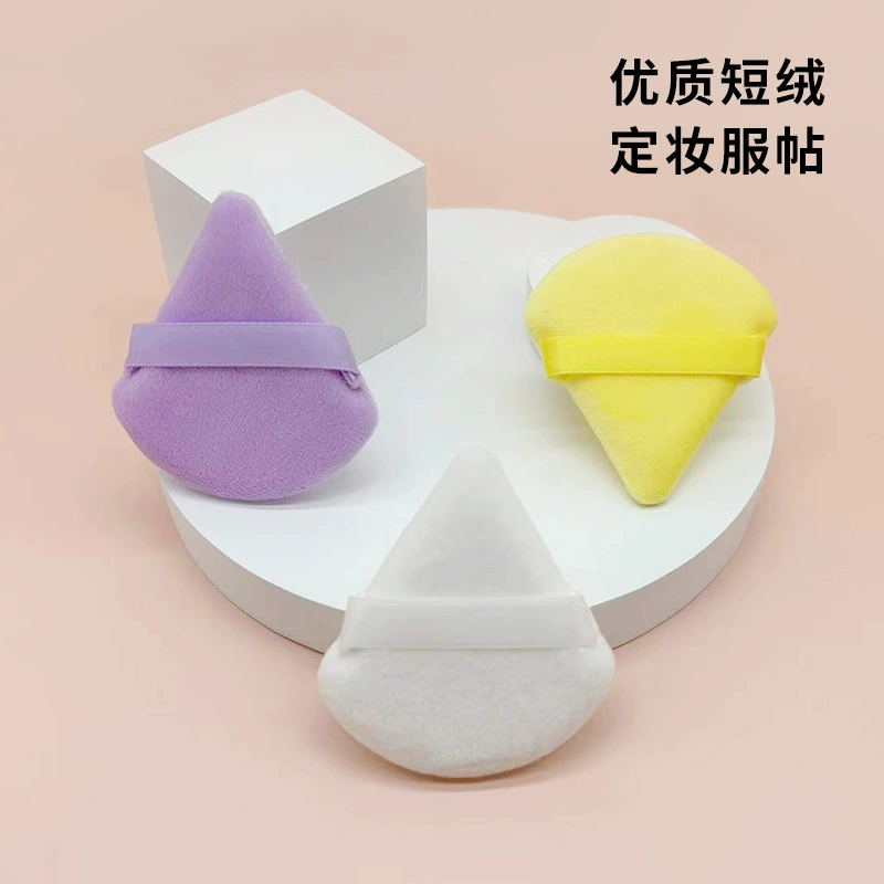 Triangular Makeup Sponge Puff, Soft Velvet Powder & Primer Applicator, Hand-strap, Multiple Colors