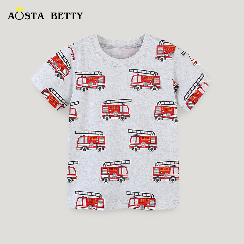 Camiseta de manga corta para niños de estilo europeo y americano camiseta de verano para niños nuevos cuello redondo de dibujos animados para niños