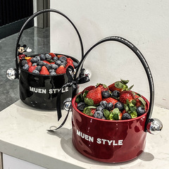 Ceramic fruit plate Nordic ins home living room coffee table portable snack candy plate simple desktop decoration