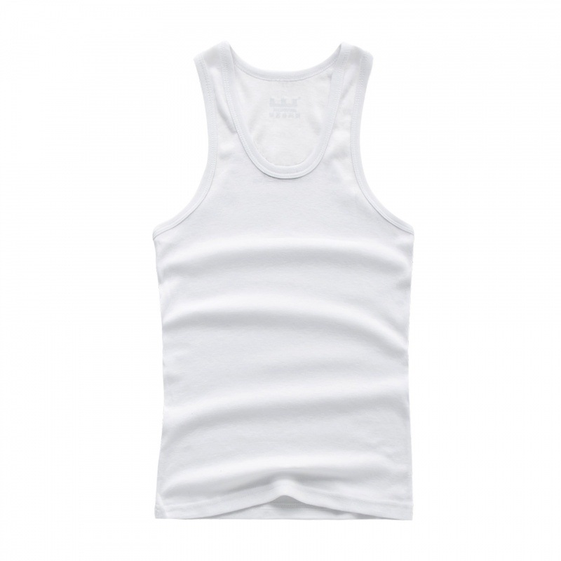 Men's elastic sports base summer breathable white vest for gym